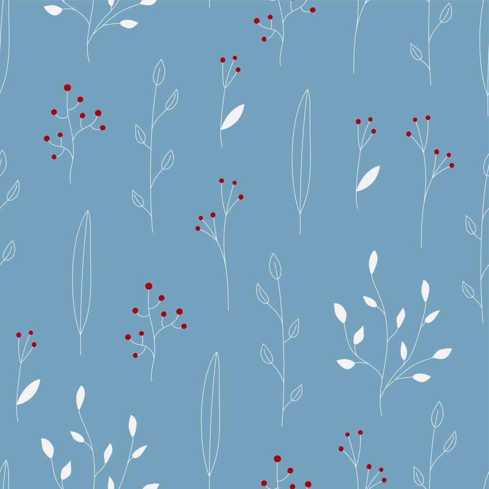 Botanical surface seamless pattern. Cute background with berries and leaves. Floral print for fabric, textile, paper, wrapping vector