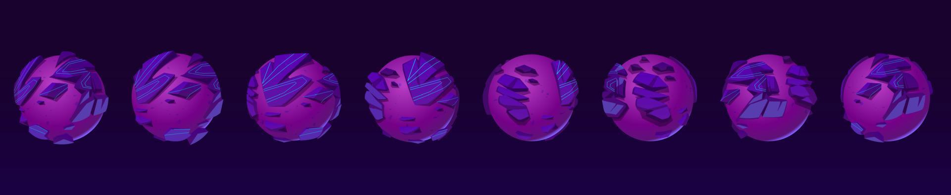 Purple planet turnaround animation, globe rotation vector