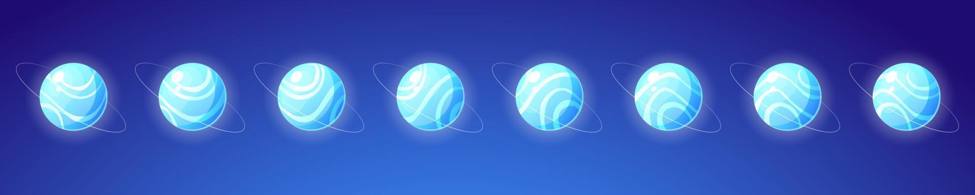 Set of planet rotation isolated on background vector