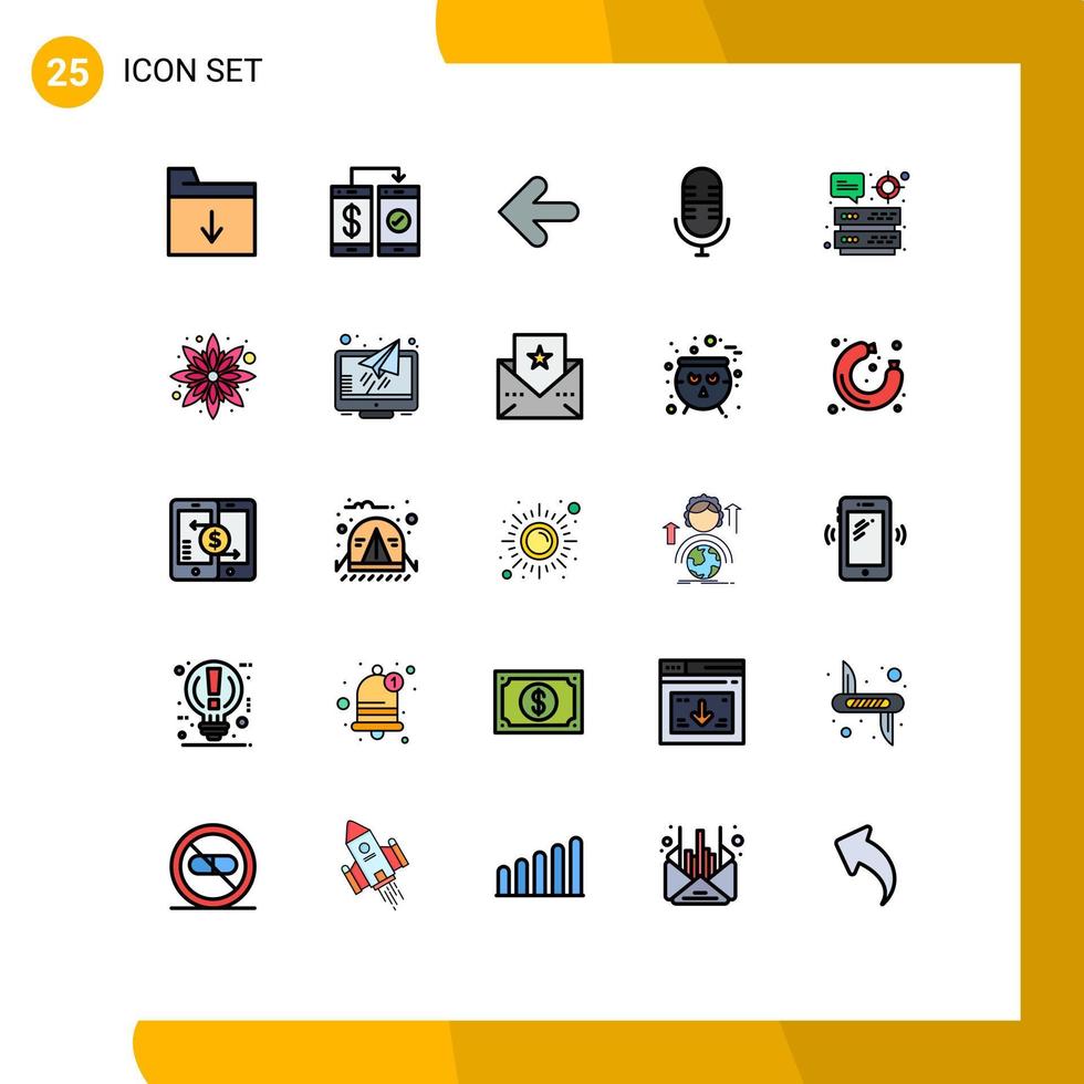 Stock Vector Icon Pack of 25 Line Signs and Symbols for storage datacenter arrow microphone live Editable Vector Design Elements