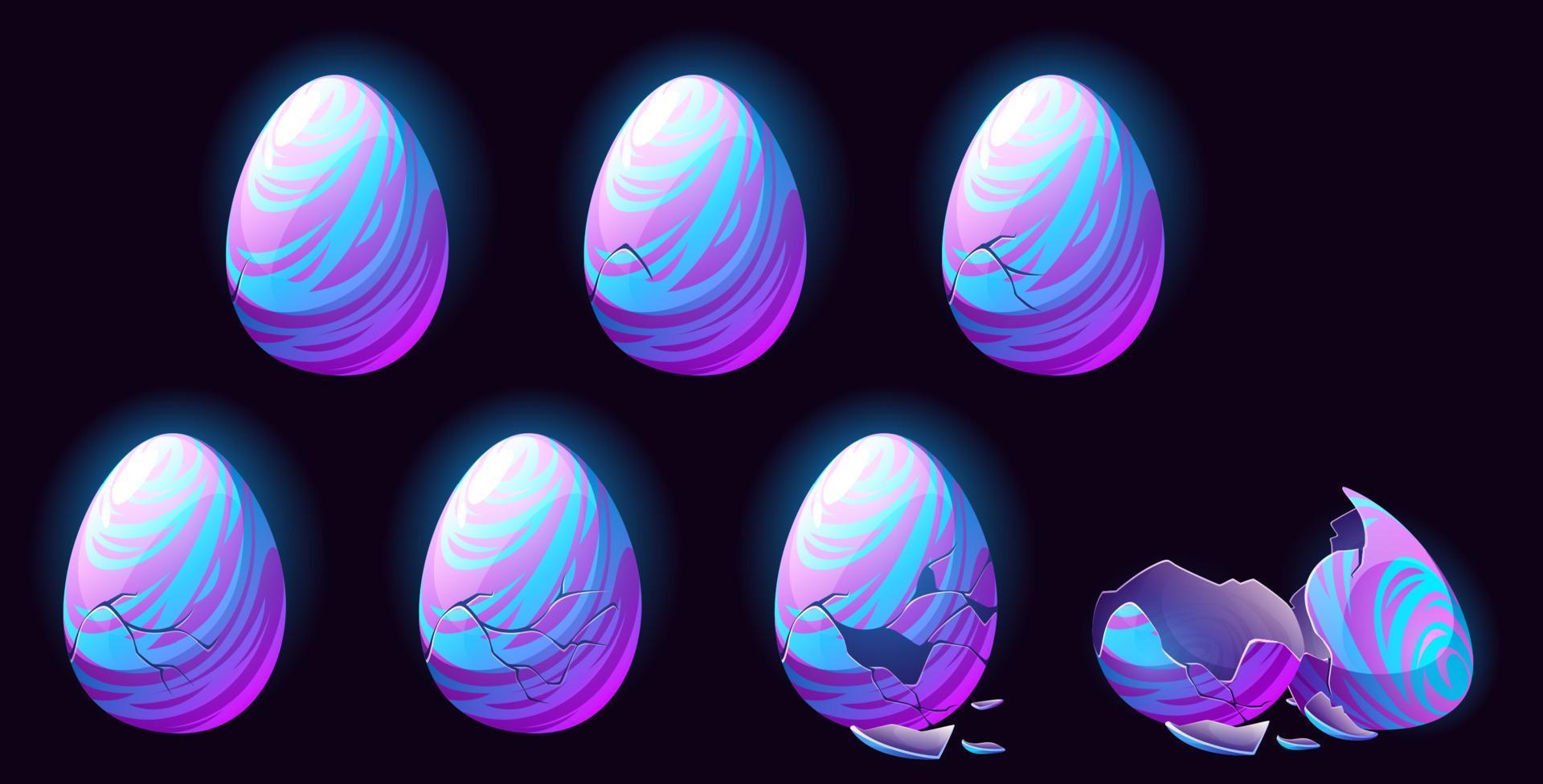 Fantasy dragon eggs in different steps of break vector