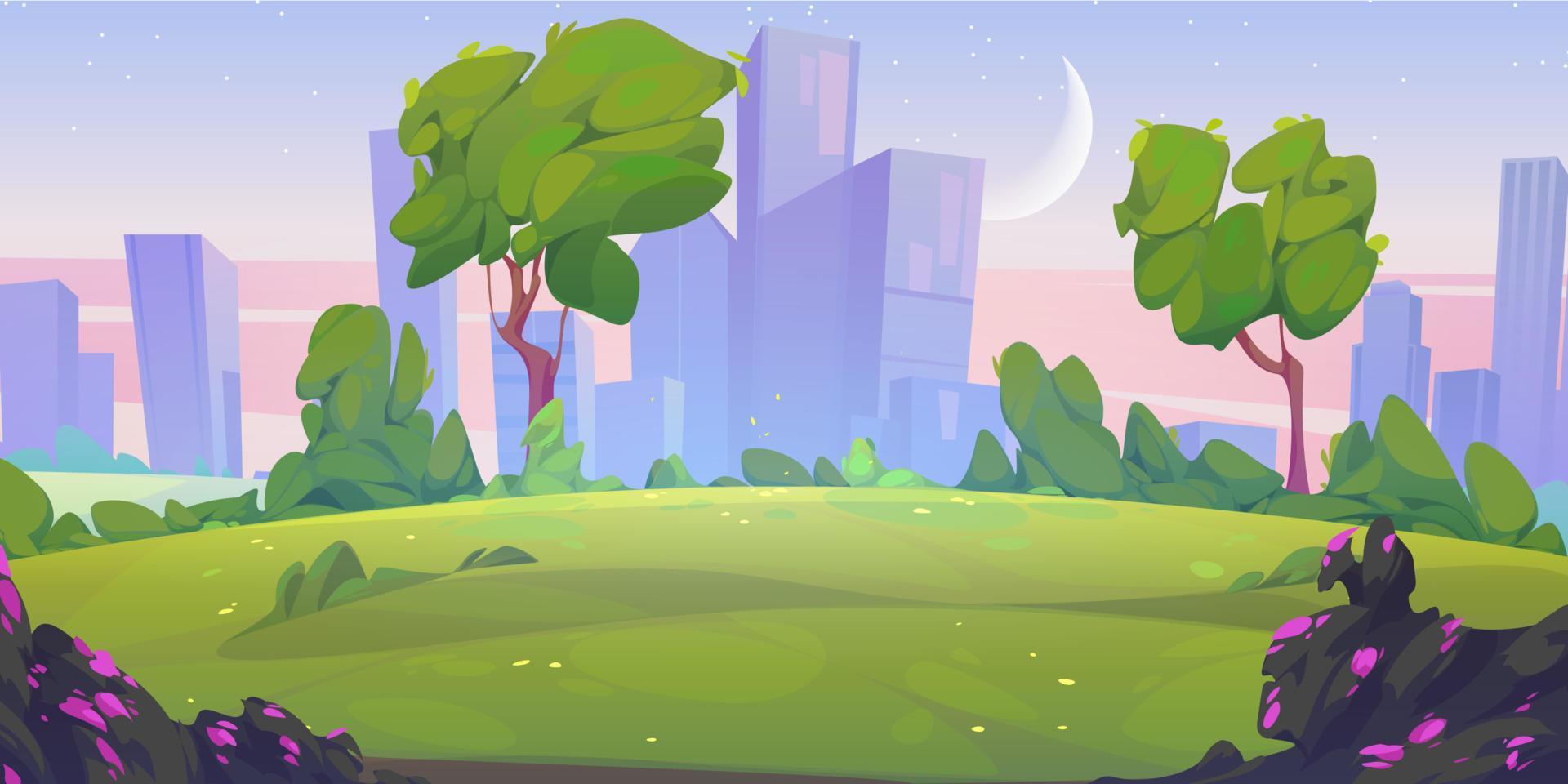City park at early morning landscape, background vector