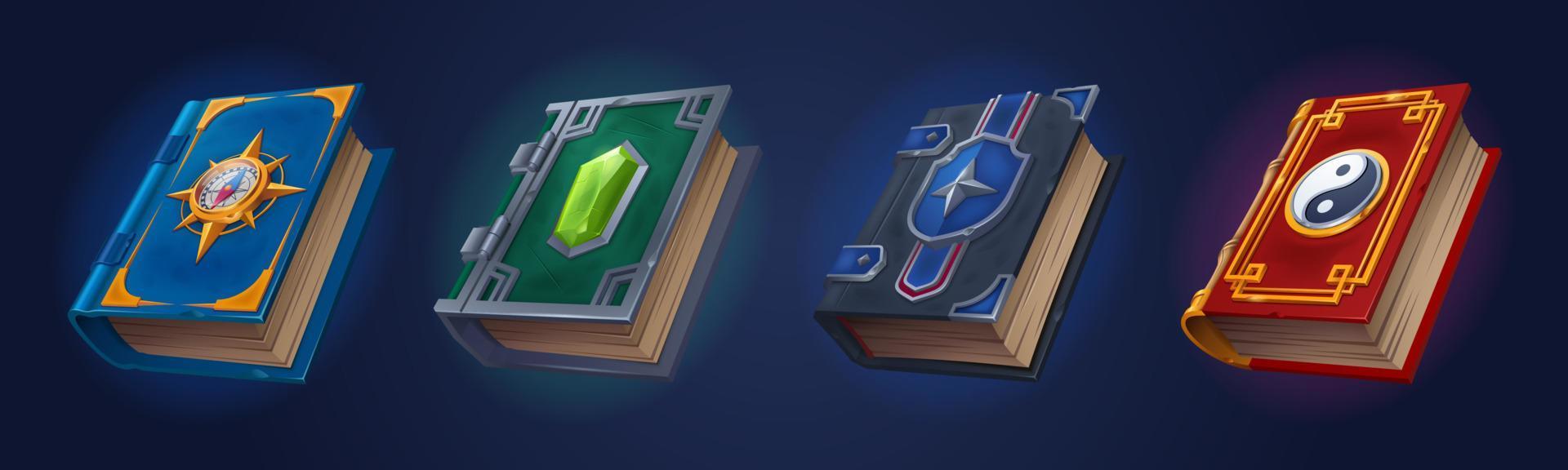 Magic books set isolated on background, game props 15916998 Vector Art