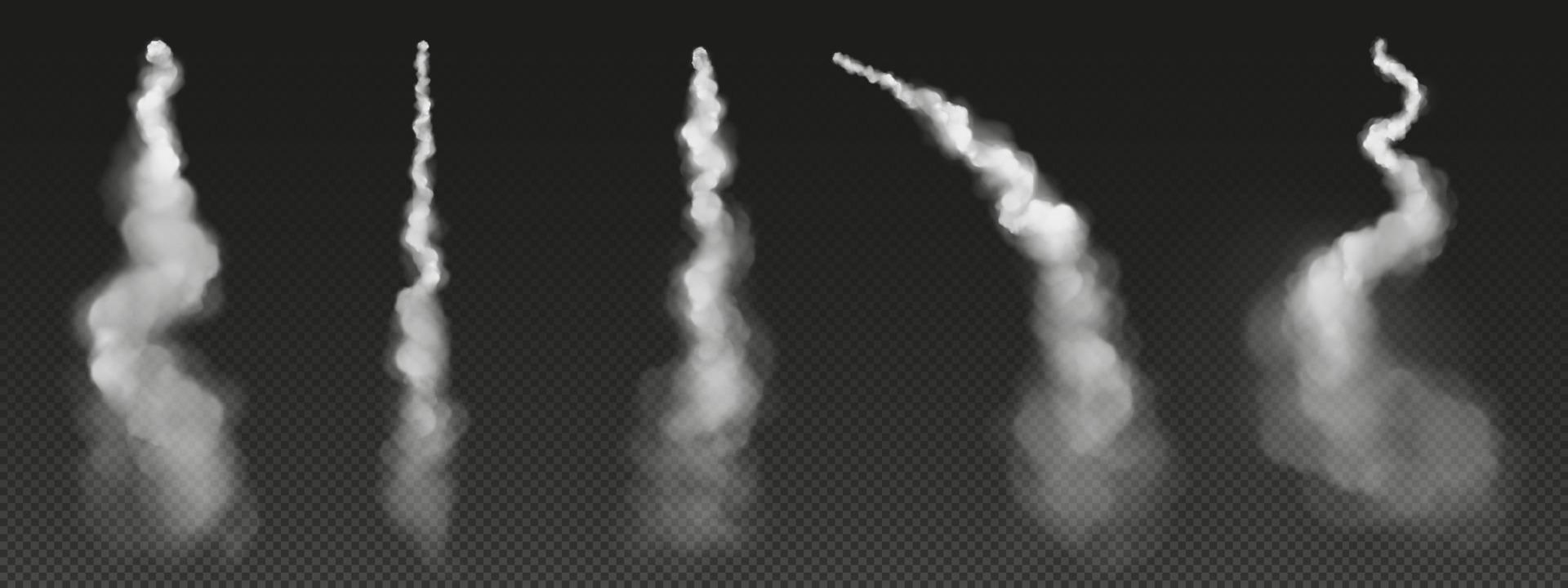 Rocket trail, airplane smoke, plane or jet clouds vector
