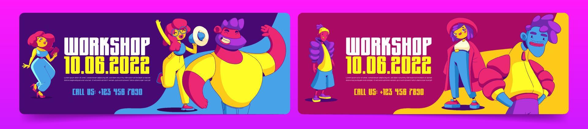 Set of workshop flyer templates vector design 15917024 Vector Art at