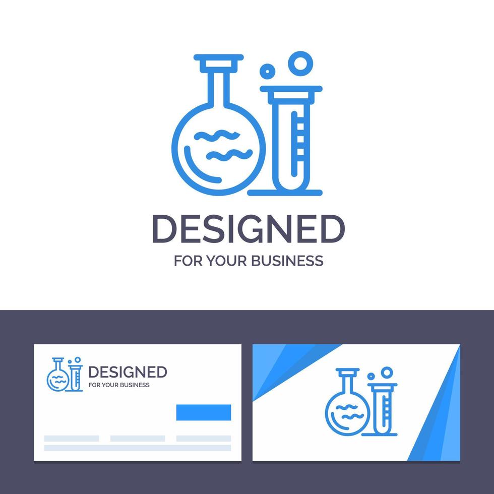 Creative Business Card and Logo template Tube Flask Lab Education Vector Illustration