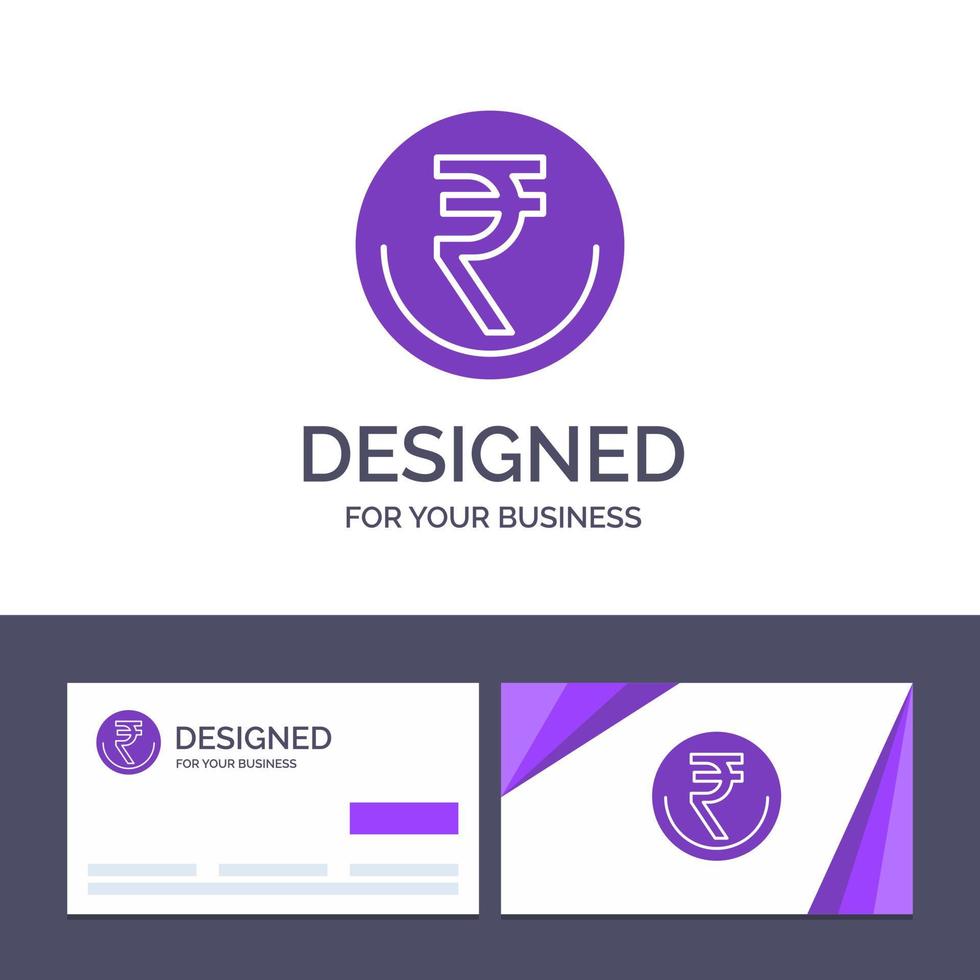Creative Business Card and Logo template Business Currency Finance Indian Inr Rupee Trade Vector Illustration
