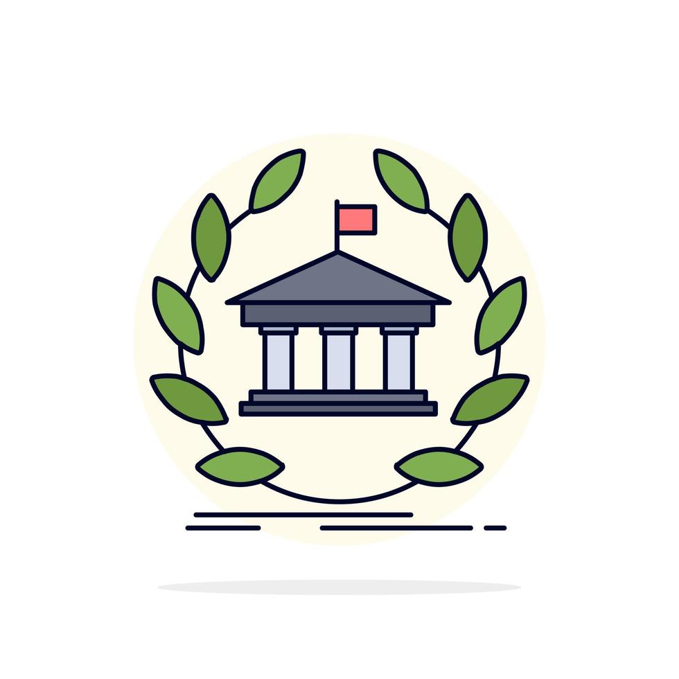 bank banking online university building education Flat Color Icon Vector