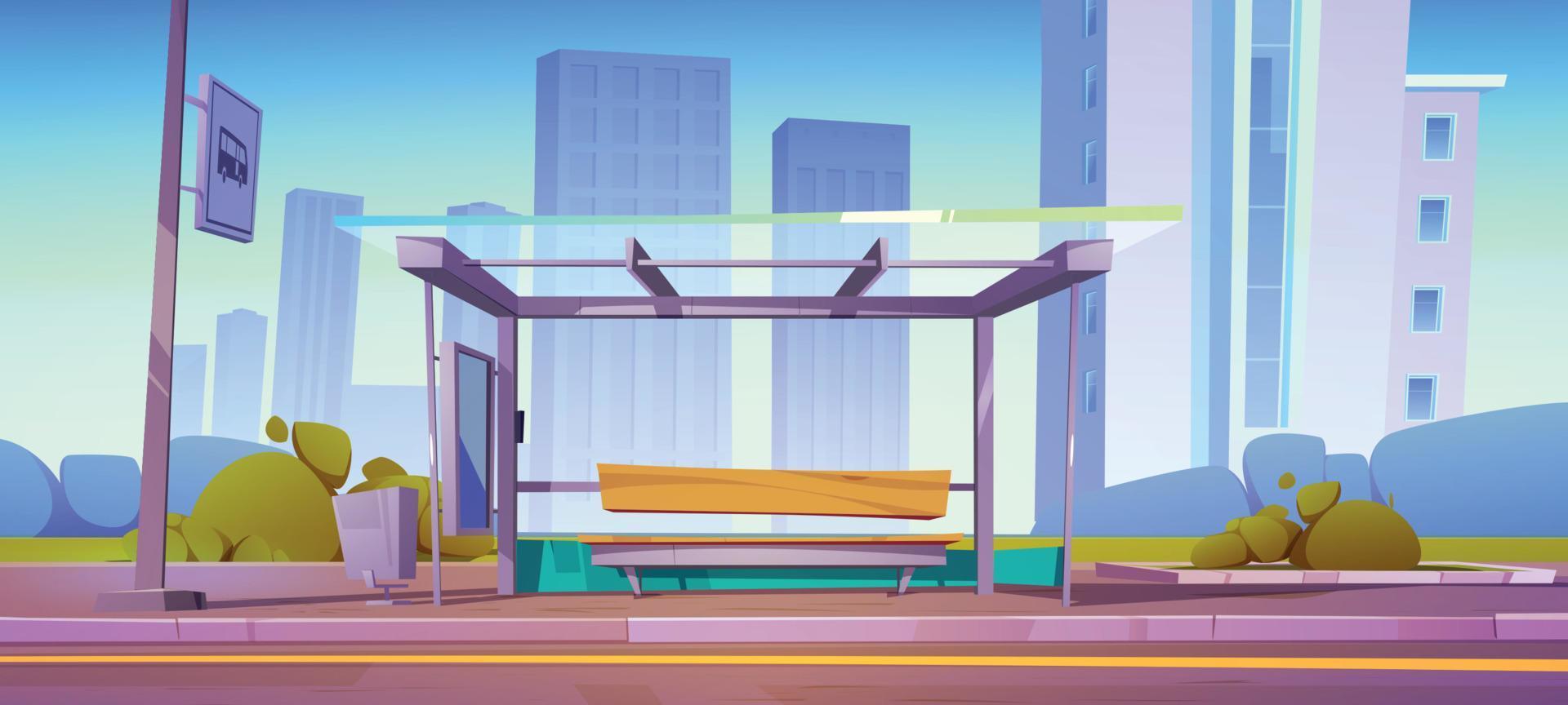 Bus stop, city station for commuter transport vector