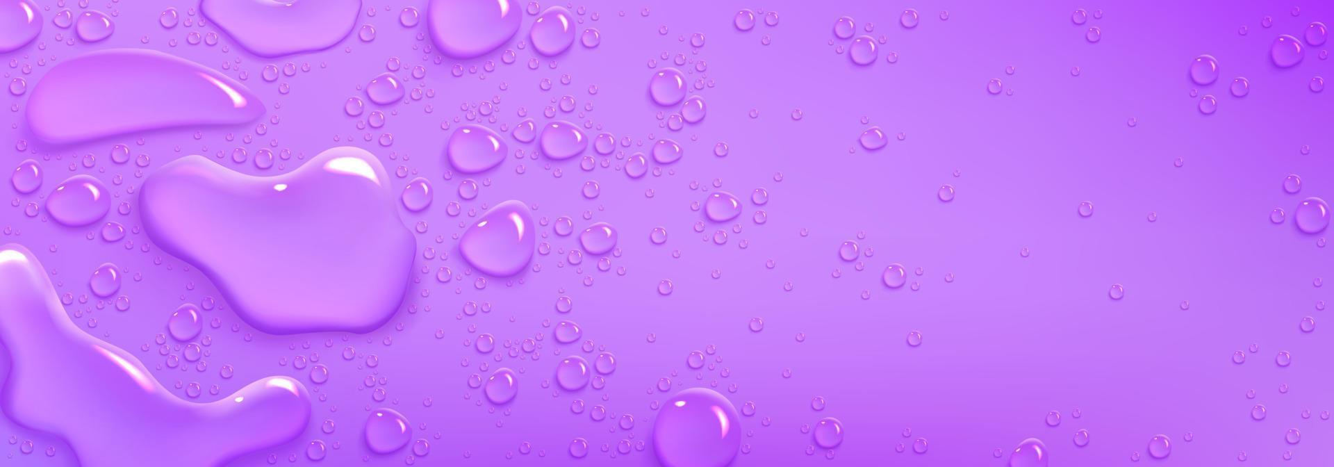 colágeno líquido, gotas de suero sobre fondo morado vector