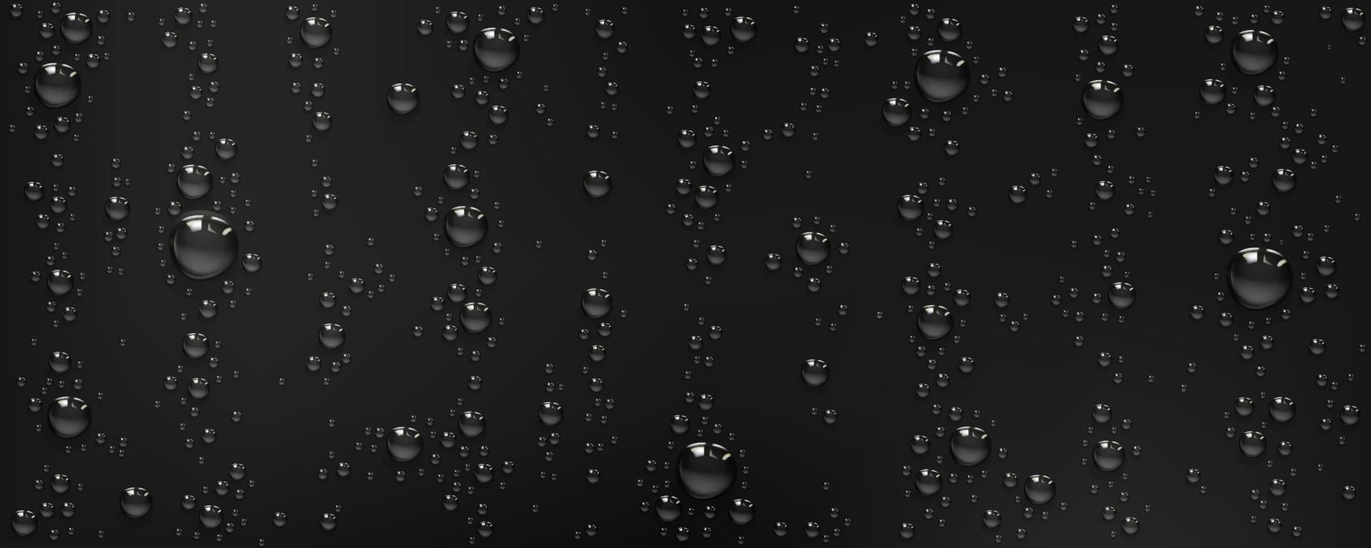 Realistic water drops on black wet surface vector