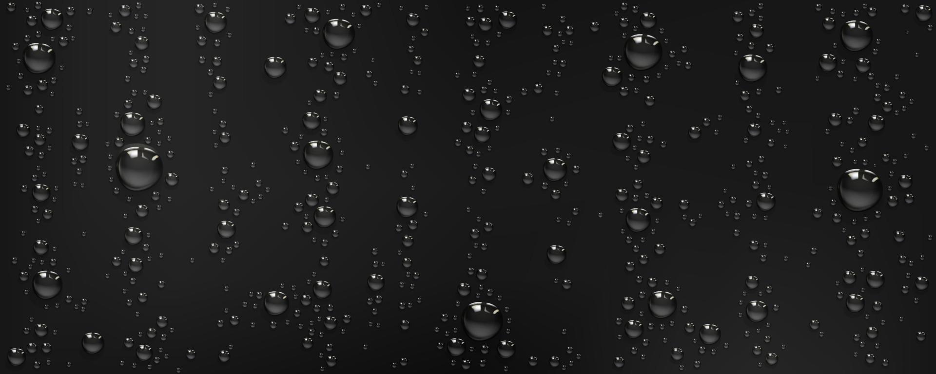 Realistic water drops on black wet surface vector