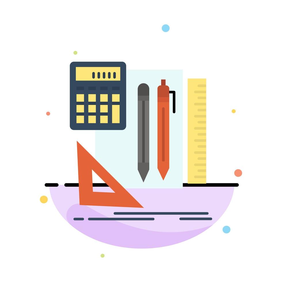 Stationary Book Calculator Pen Abstract Flat Color Icon Template vector