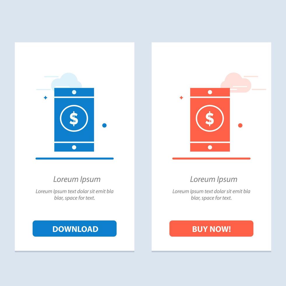 Mobile Dollar Sign  Blue and Red Download and Buy Now web Widget Card Template vector