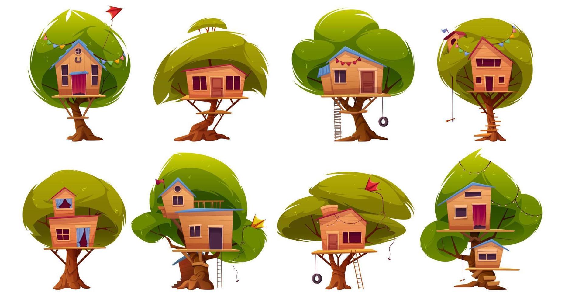 Wooden tree houses for children 15917177 Vector Art at Vecteezy
