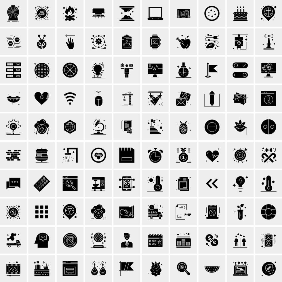 Set of 100 Universal Solid Icons vector