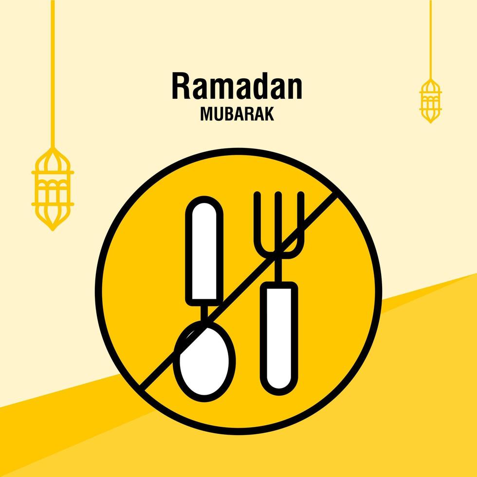 Ramadan kareem greeting template islamic crescent and arabic lantern vector illustration
