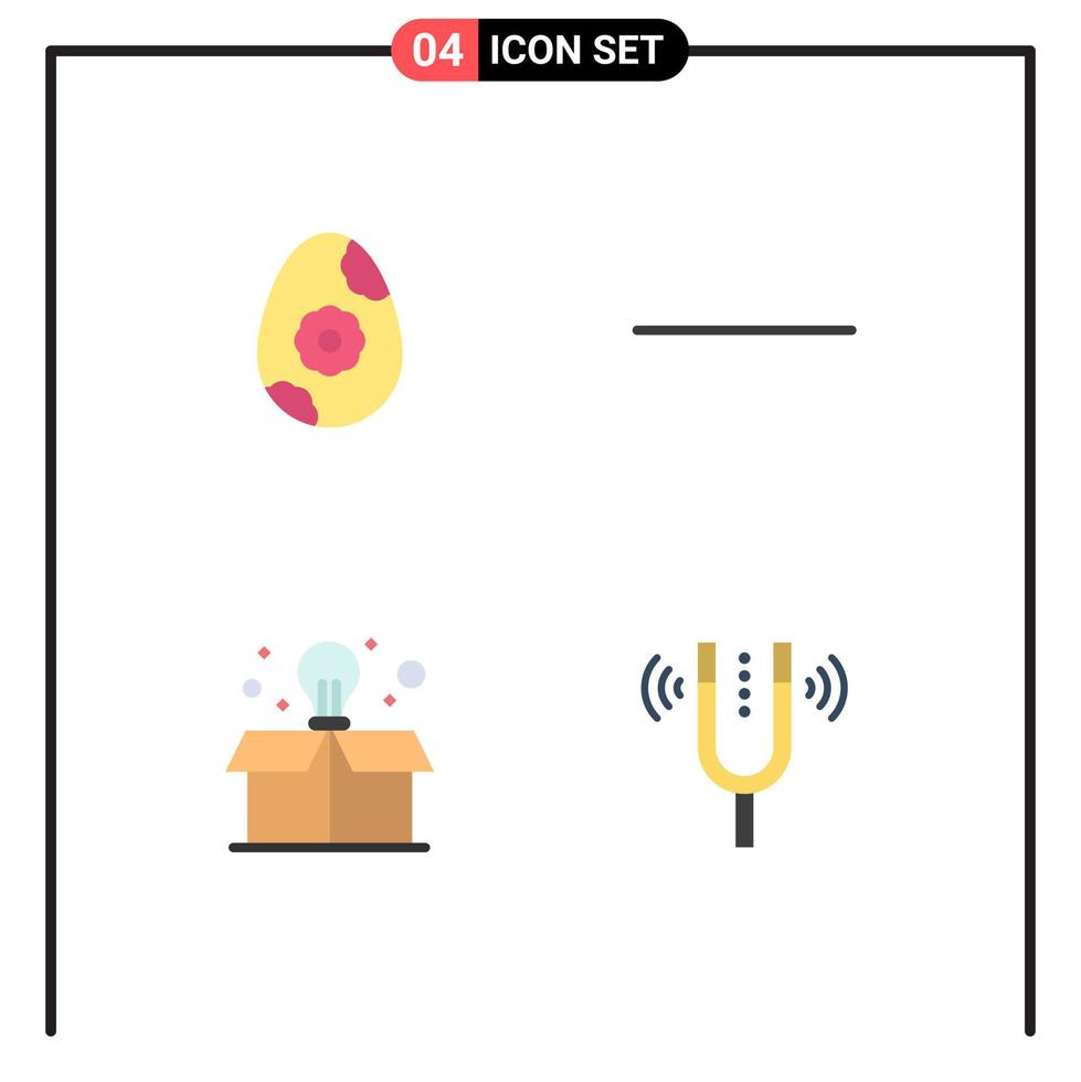 Modern Set of 4 Flat Icons Pictograph of egg fork minus bulb pitch Editable Vector Design Elements