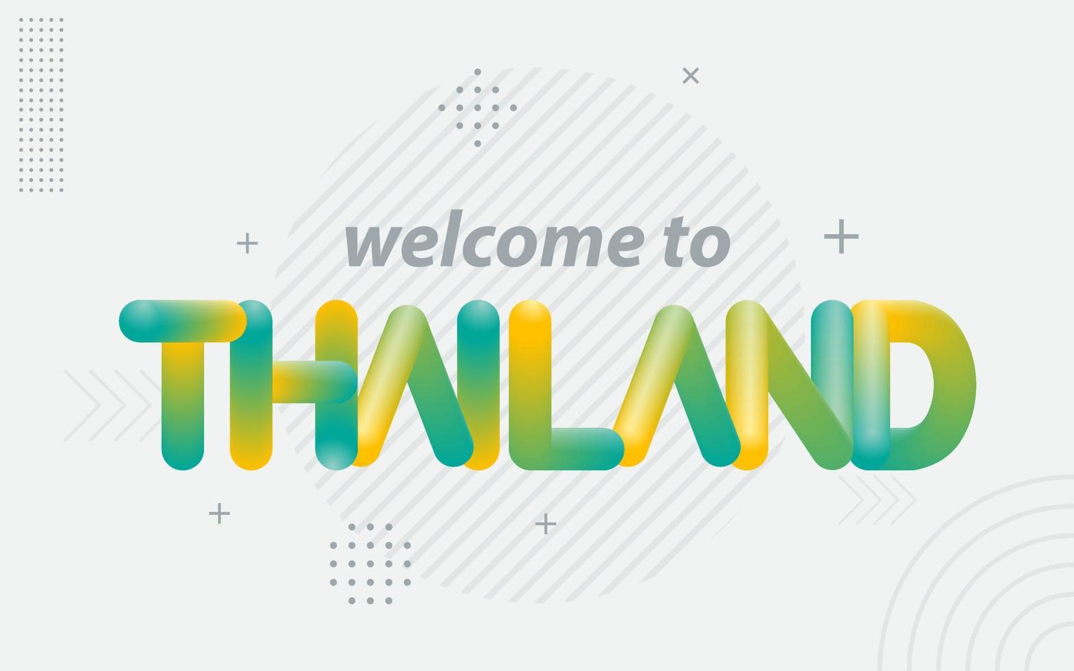 Bienvenido a Tailandia. tipografía creativa con efecto de mezcla 3d vector