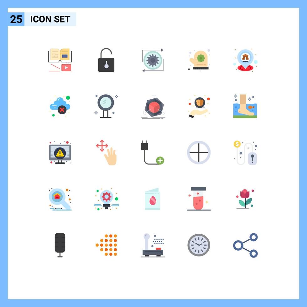 Group of 25 Modern Flat Colors Set for gps flower unlock oven mitt operation Editable Vector Design Elements