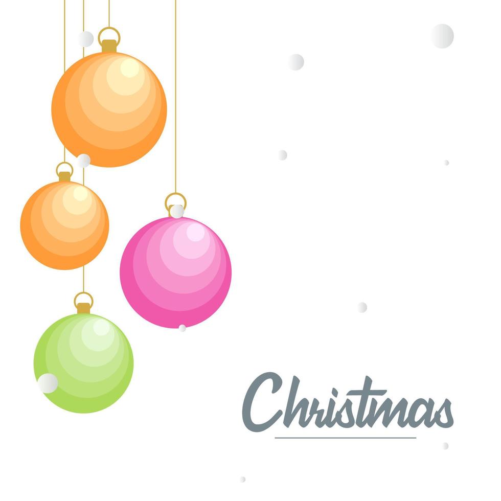 Flat merry christmas Glossy  decorative Ball elements hanging background vector