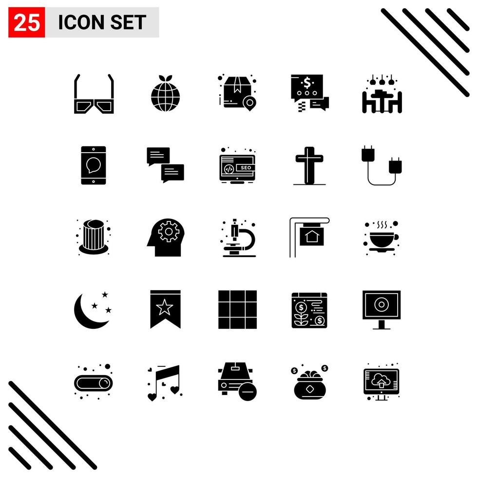 25 iconos creativos signos y símbolos modernos de caja de dólar vivo envío de correo elementos de diseño vectorial editables vector