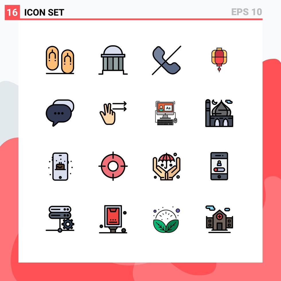 Set of 16 Modern UI Icons Symbols Signs for chat chinese institute china phone Editable Creative Vector Design Elements