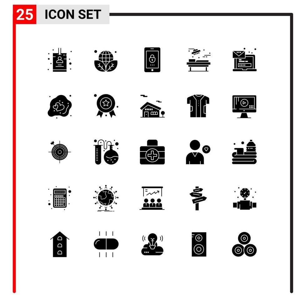 25 Thematic Vector Solid Glyphs and Editable Symbols of laptop computer lock surgery medical Editable Vector Design Elements