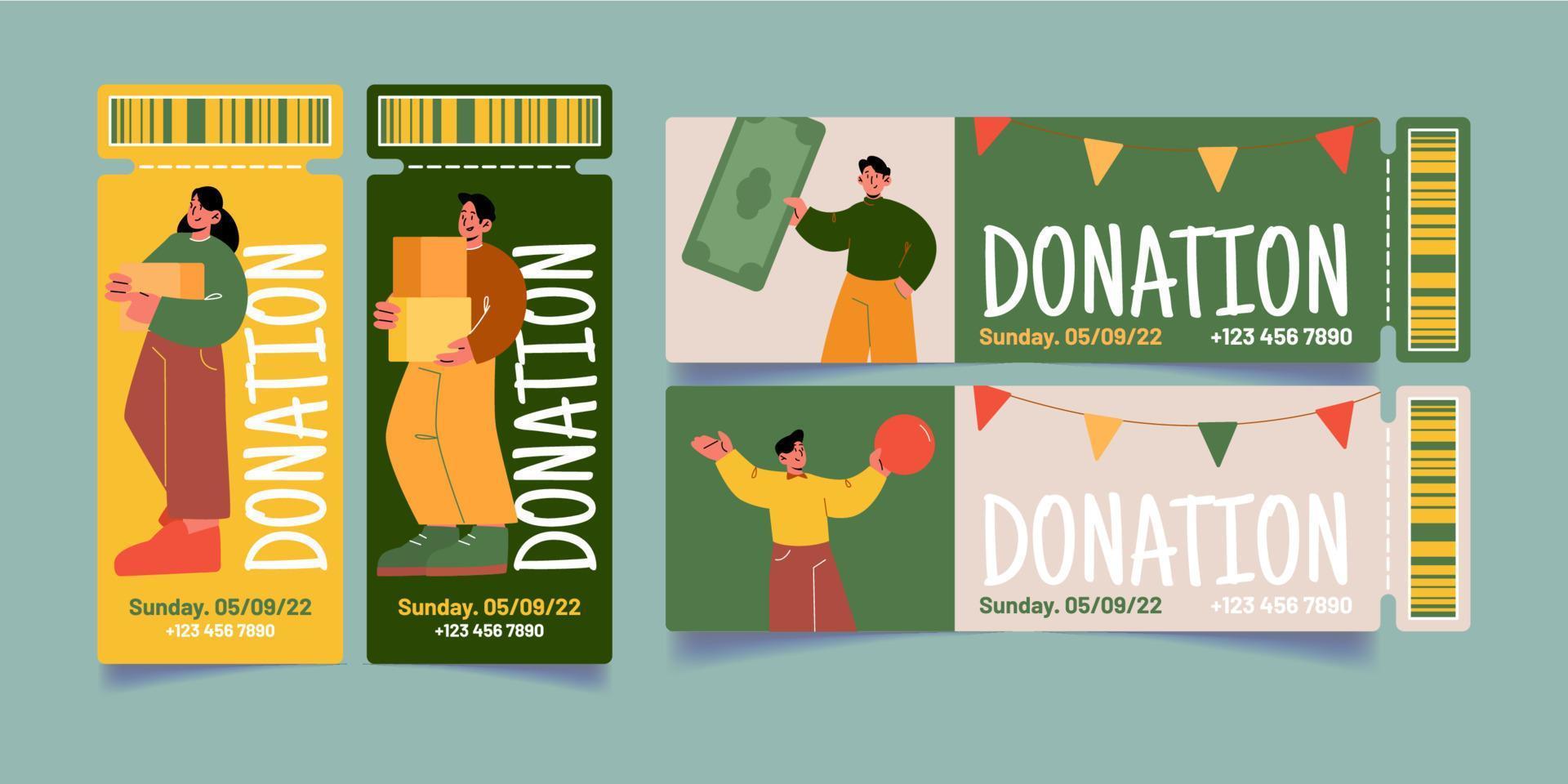 entradas para evento de donación, promoción de voluntarios vector