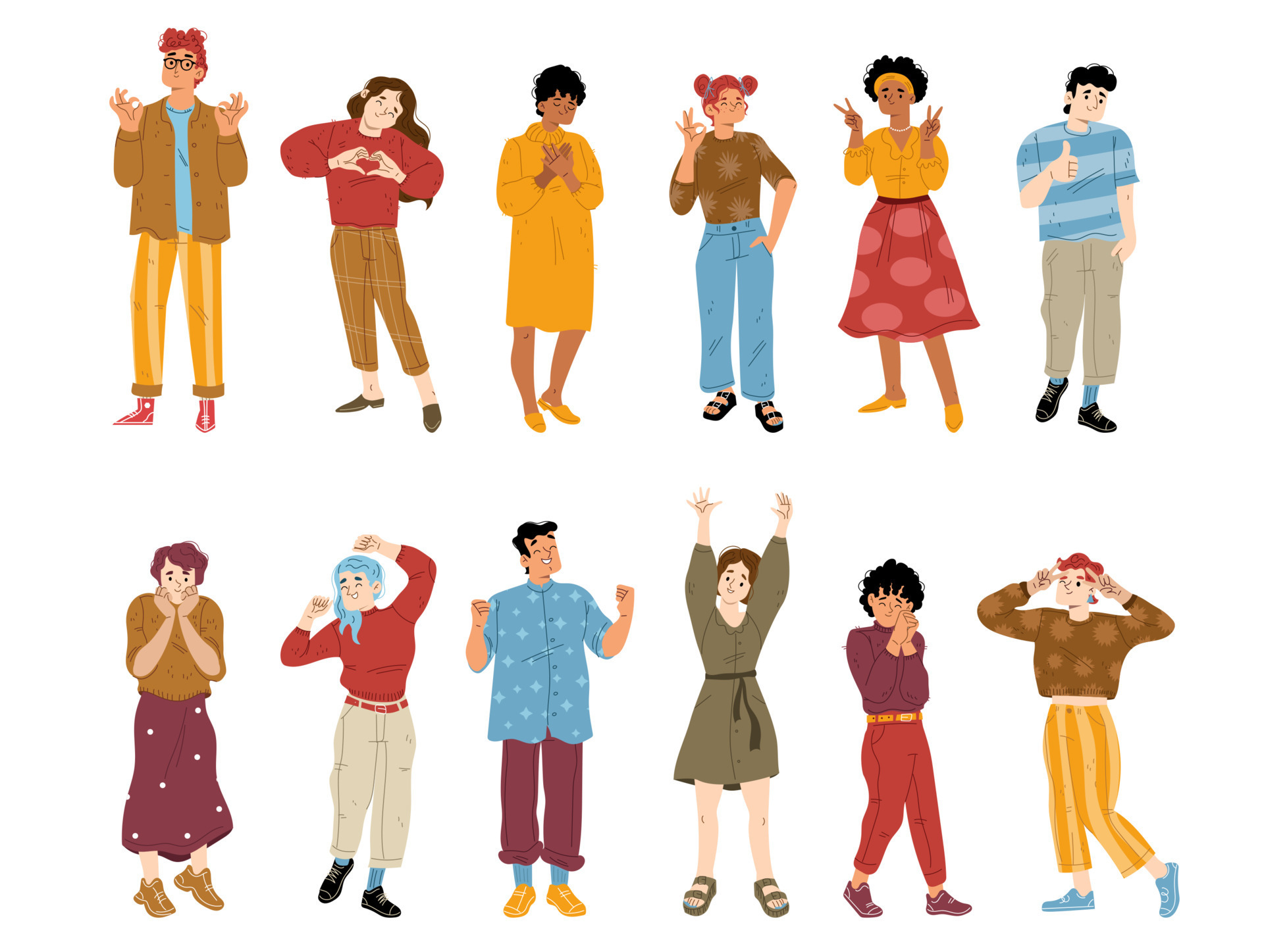 People with positive emotions and body language 15917562 Vector Art at