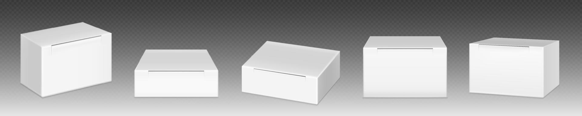 conjunto realista de maquetas de cajas png en transparente vector