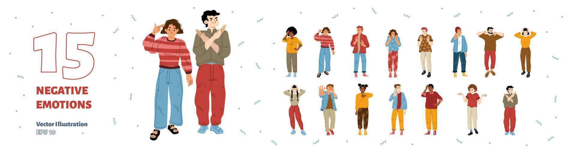 Negative emotions body language vector