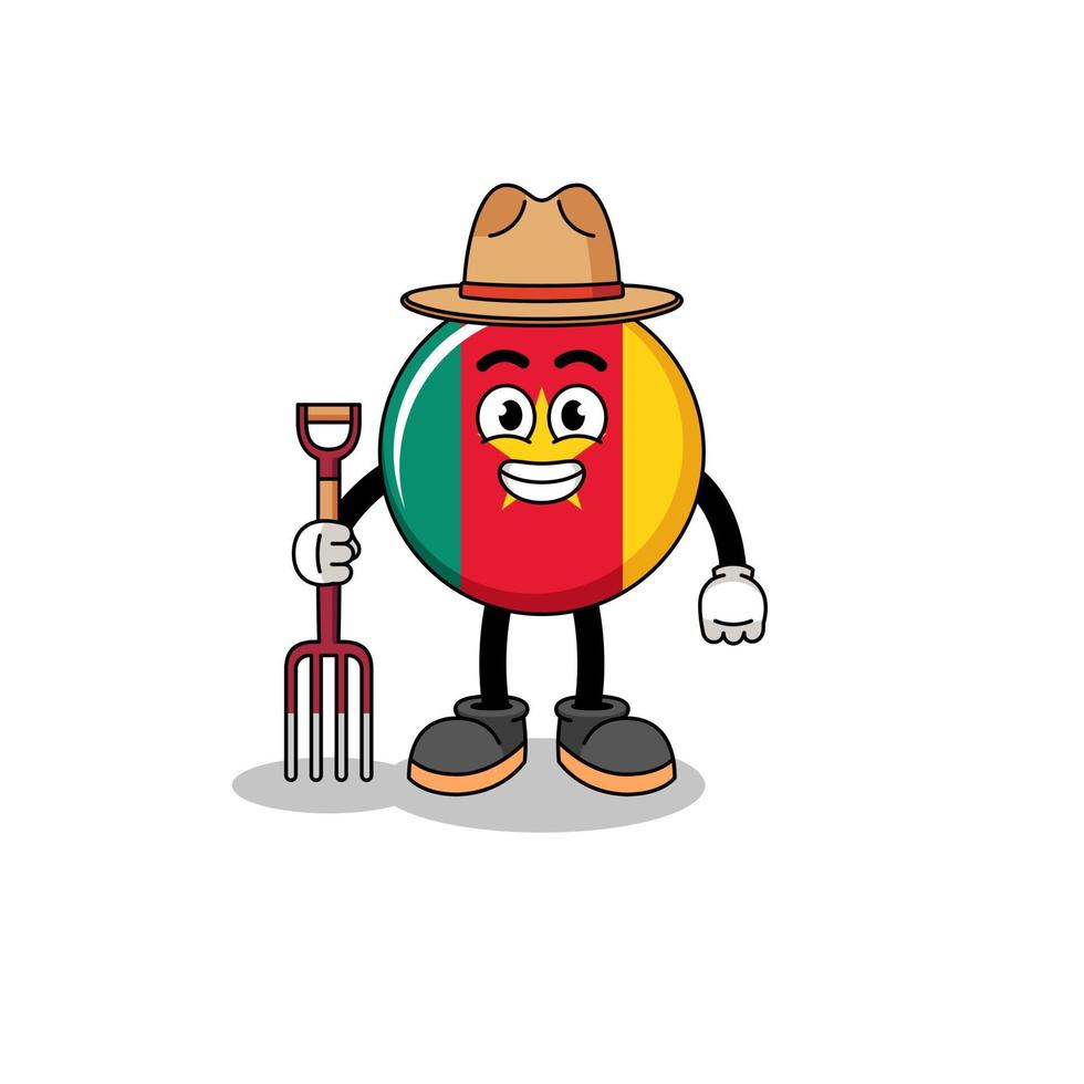 Cartoon mascot of cameroon flag farmer vector