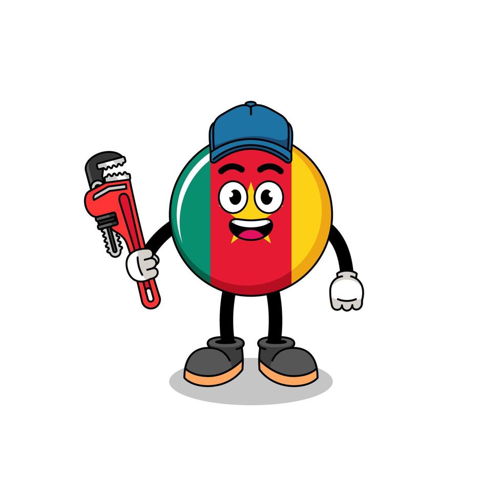 cameroon flag illustration cartoon as a plumber vector