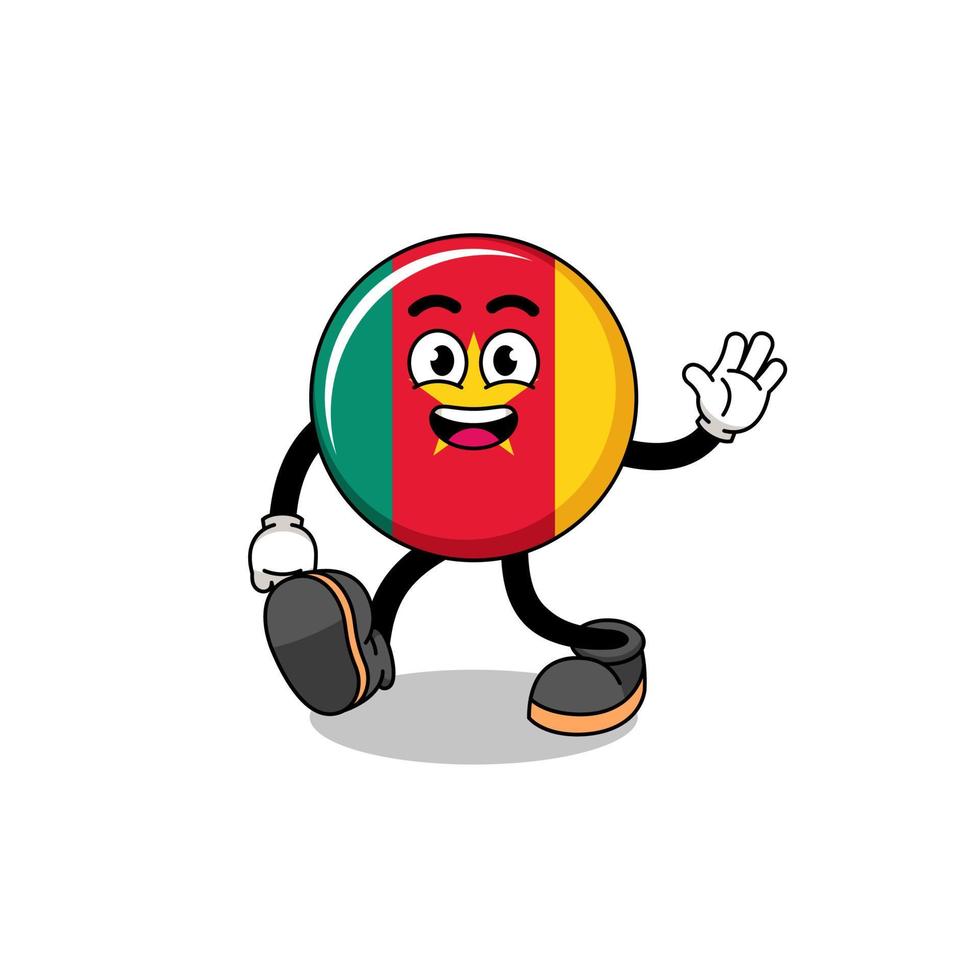 cameroon flag cartoon walking vector