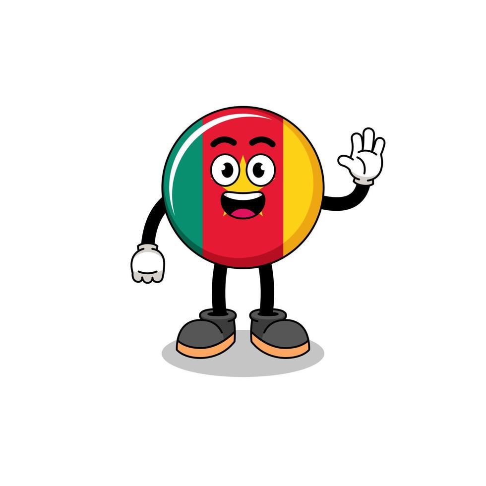 cameroon flag cartoon doing wave hand gesture vector