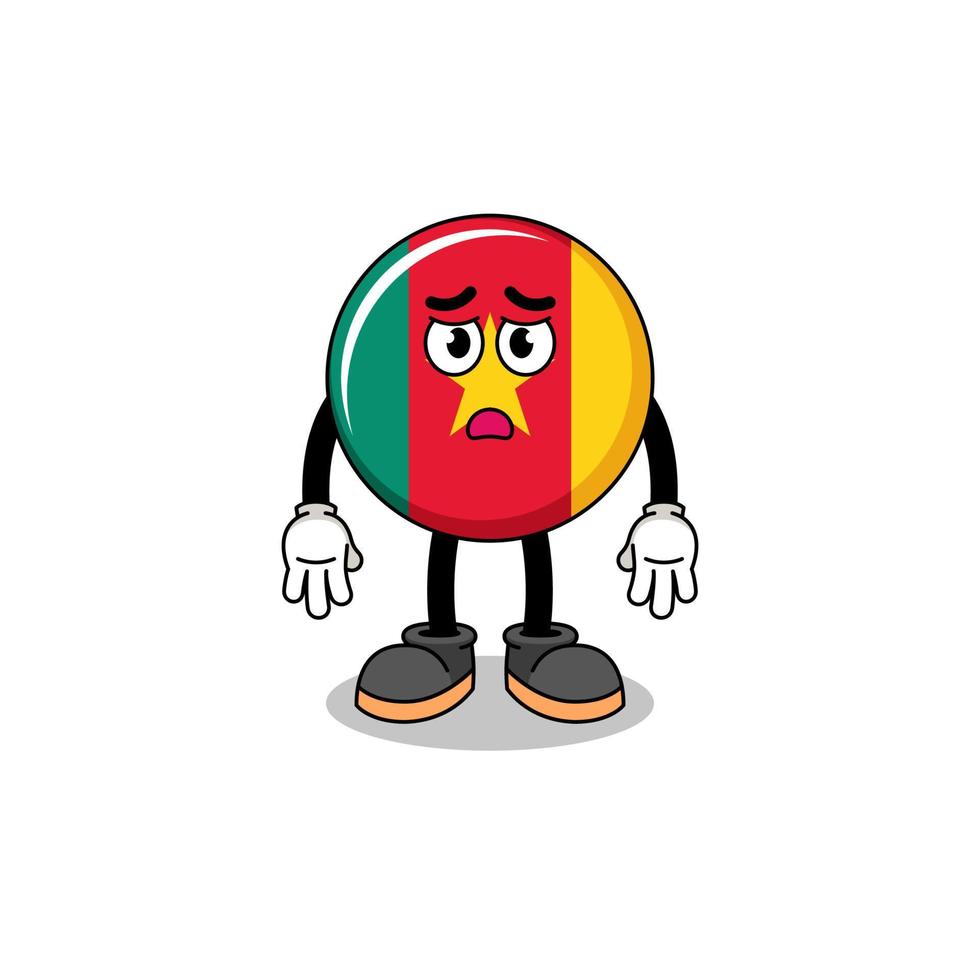 cameroon flag cartoon illustration with sad face vector