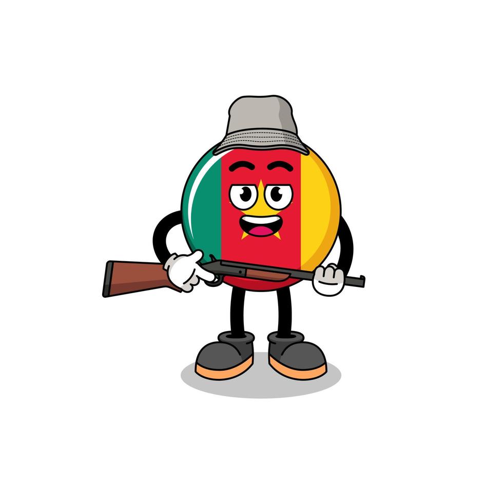 Cartoon Illustration of cameroon flag hunter vector