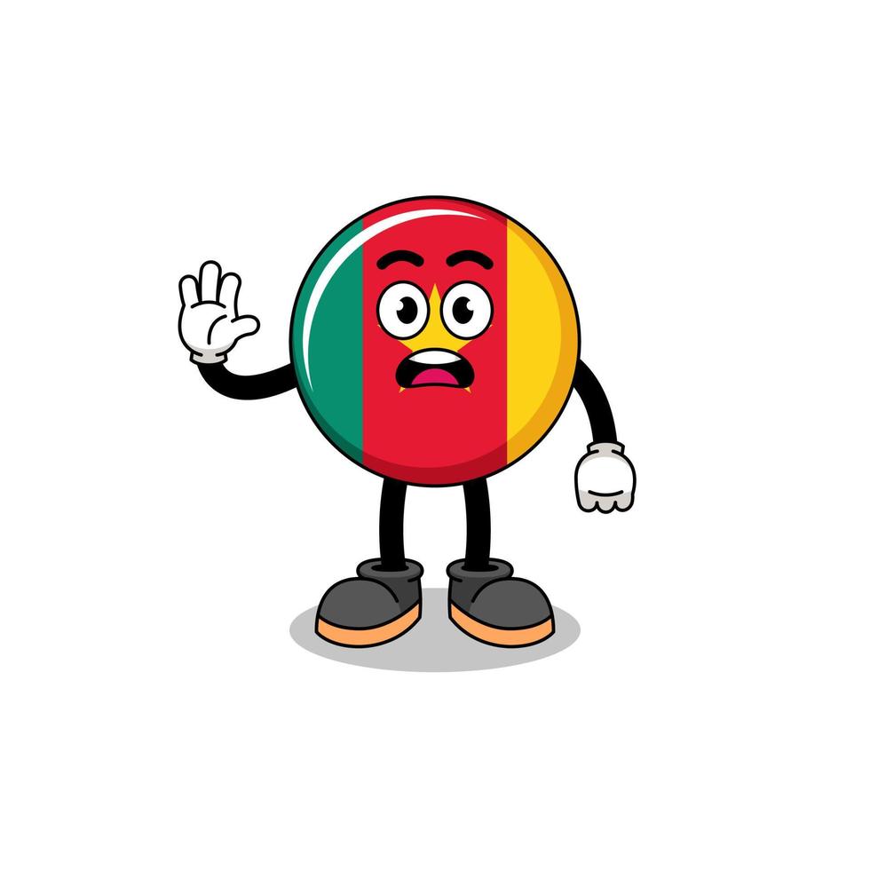 cameroon flag cartoon illustration doing stop hand vector