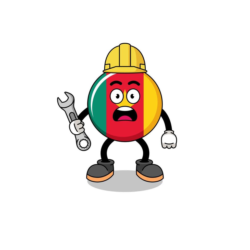 Character Illustration of cameroon flag with 404 error vector