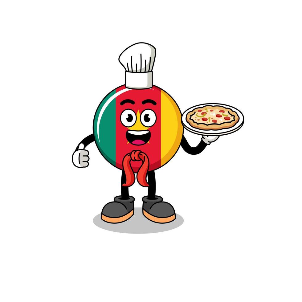 Illustration of cameroon flag as an italian chef vector