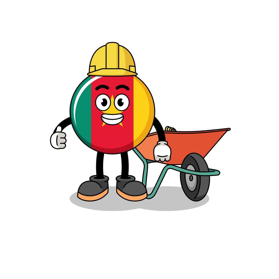 cameroon flag cartoon as a contractor vector