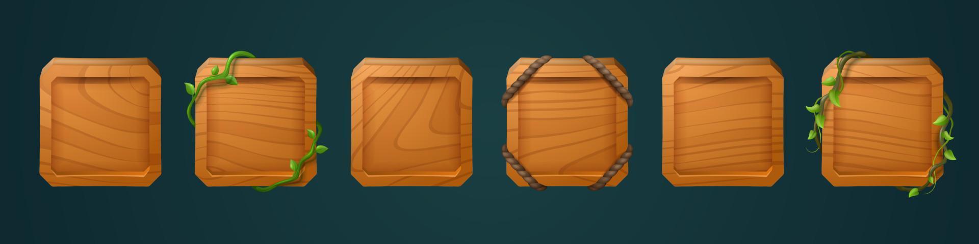 Square wooden frames for game user avatar vector