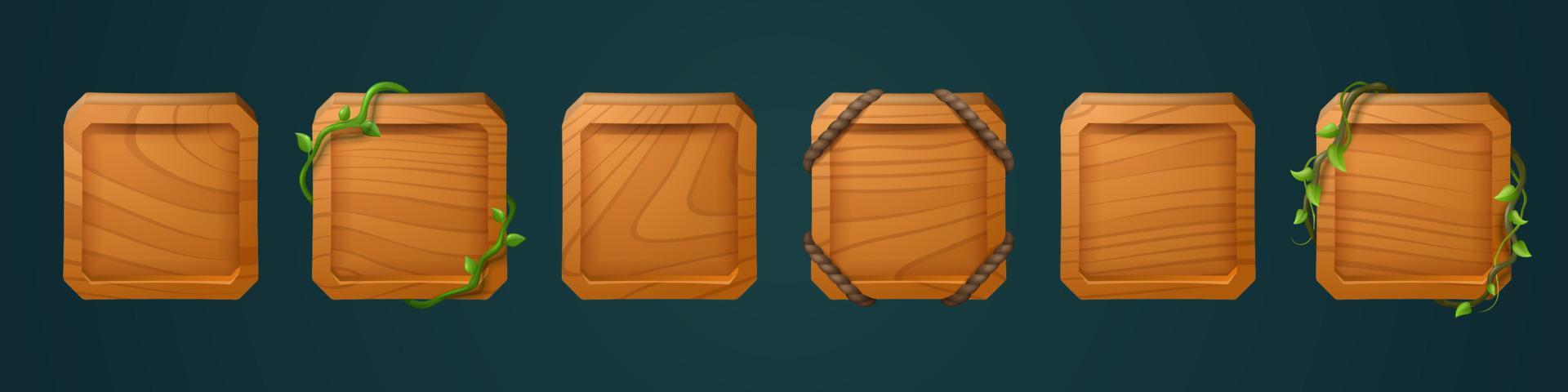 Square wooden frames for game user avatar vector
