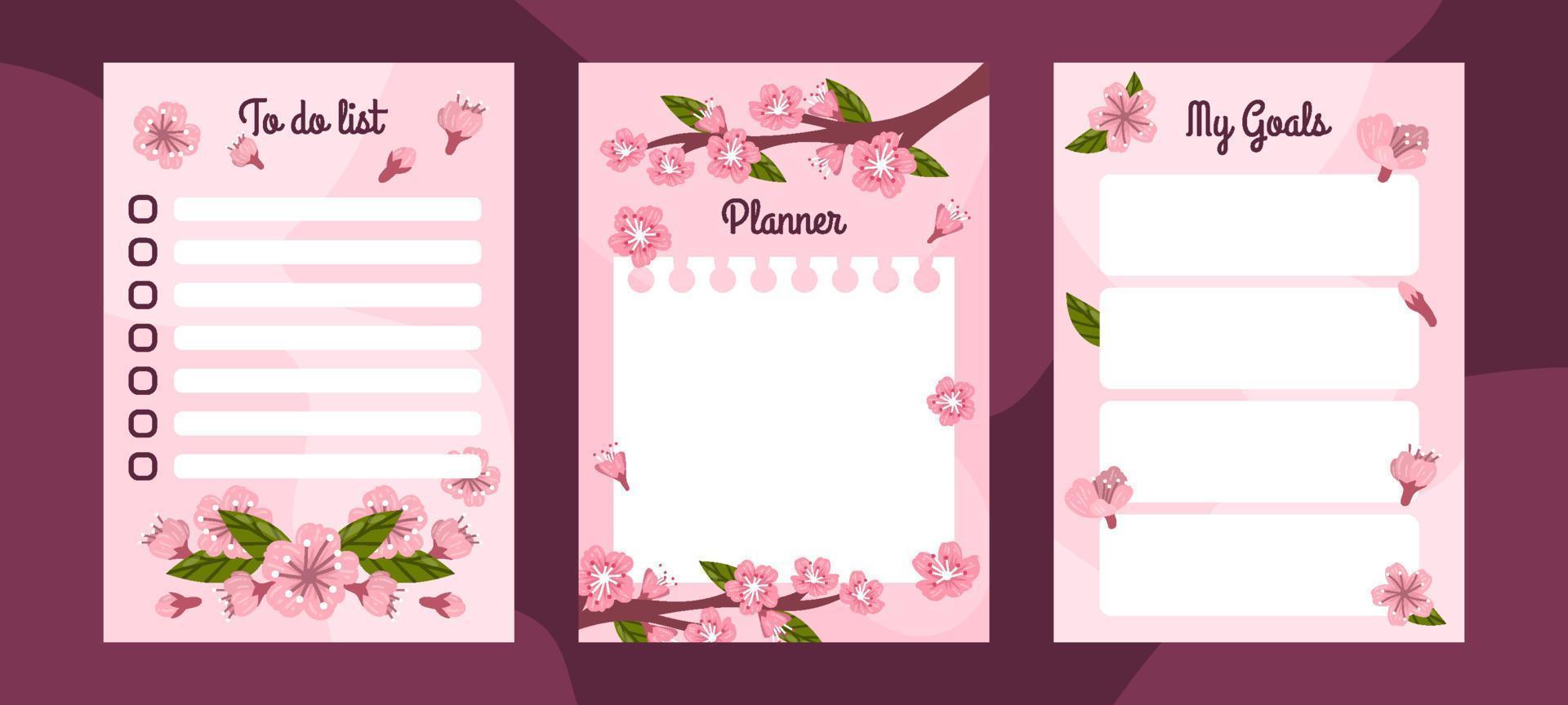 Journal Template Peach Blossom Table vector