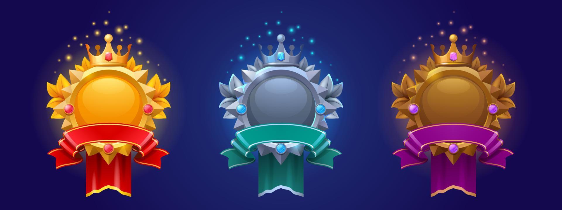 Game frames for avatar or level rate, award badges vector