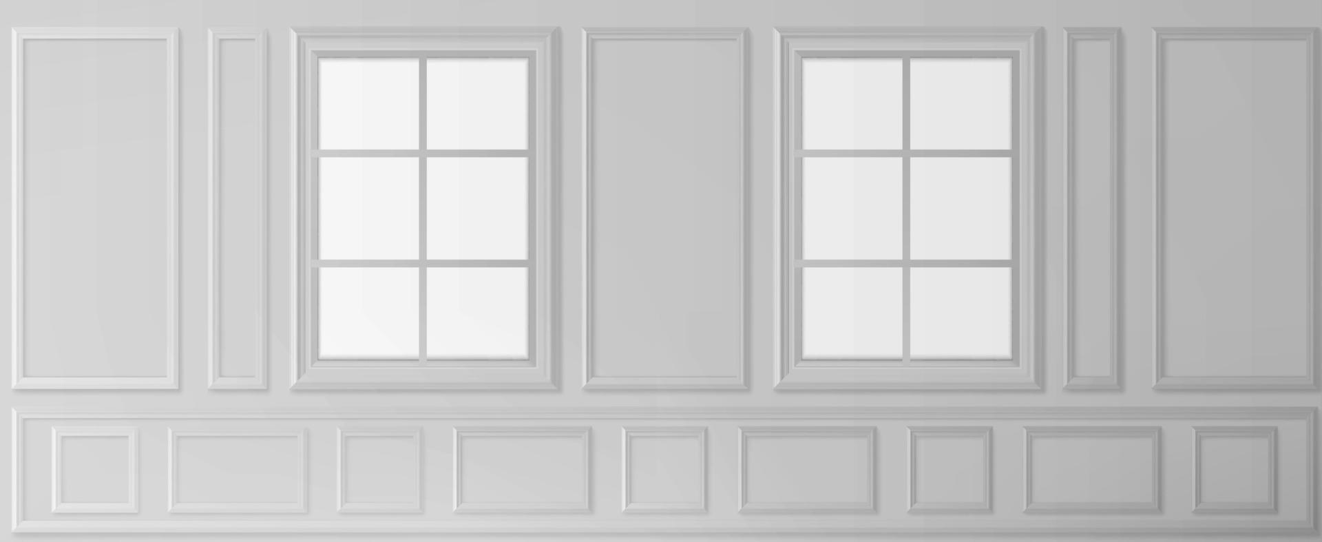 White wall with windows in luxury victorian style vector