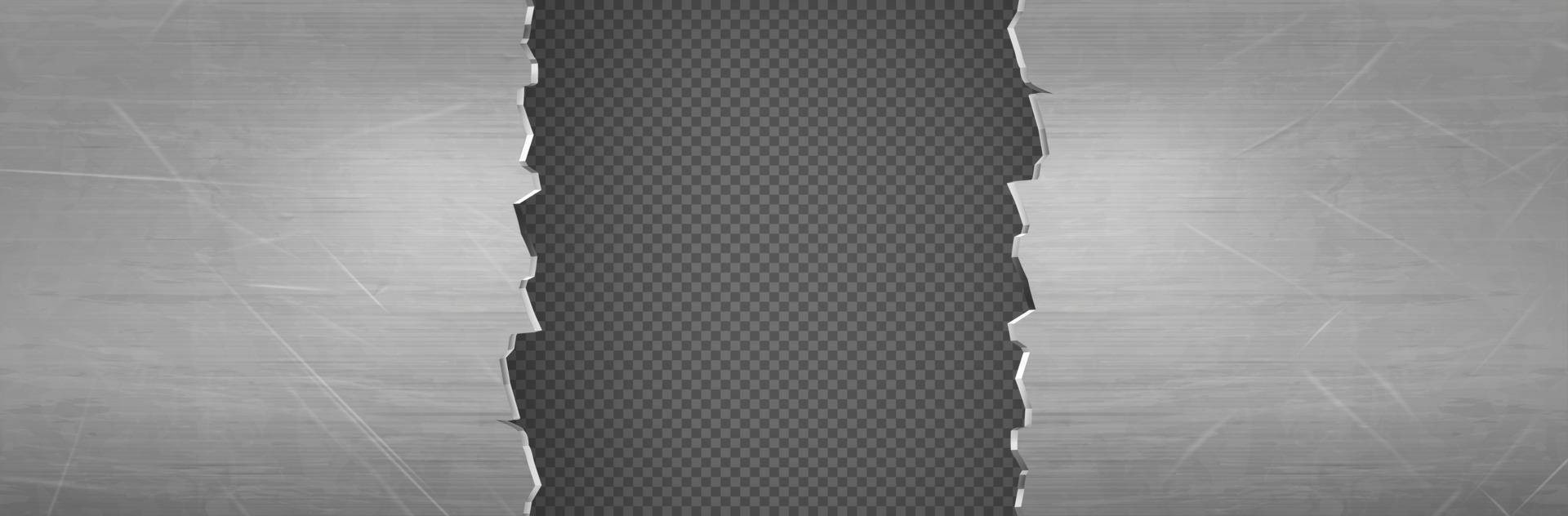 Metal rip hole, horizontal background, frame 3d vector