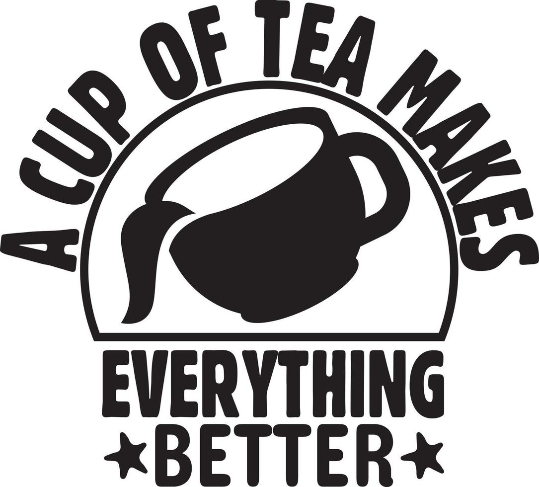 Tea T-Shirt Design Bundle, Typography T-Shirt Design vector