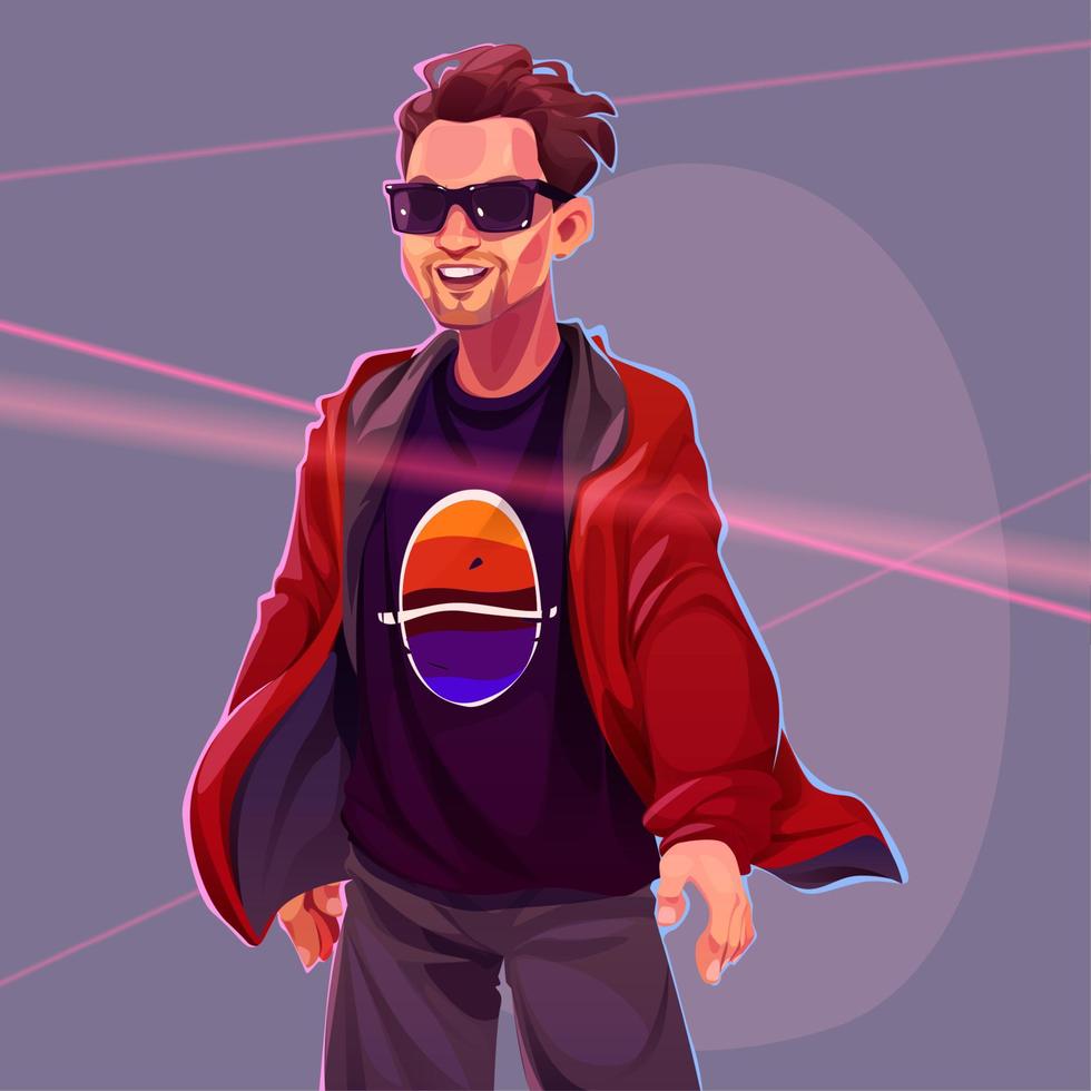 Cool man in sunglasses and trendy clothes, vector